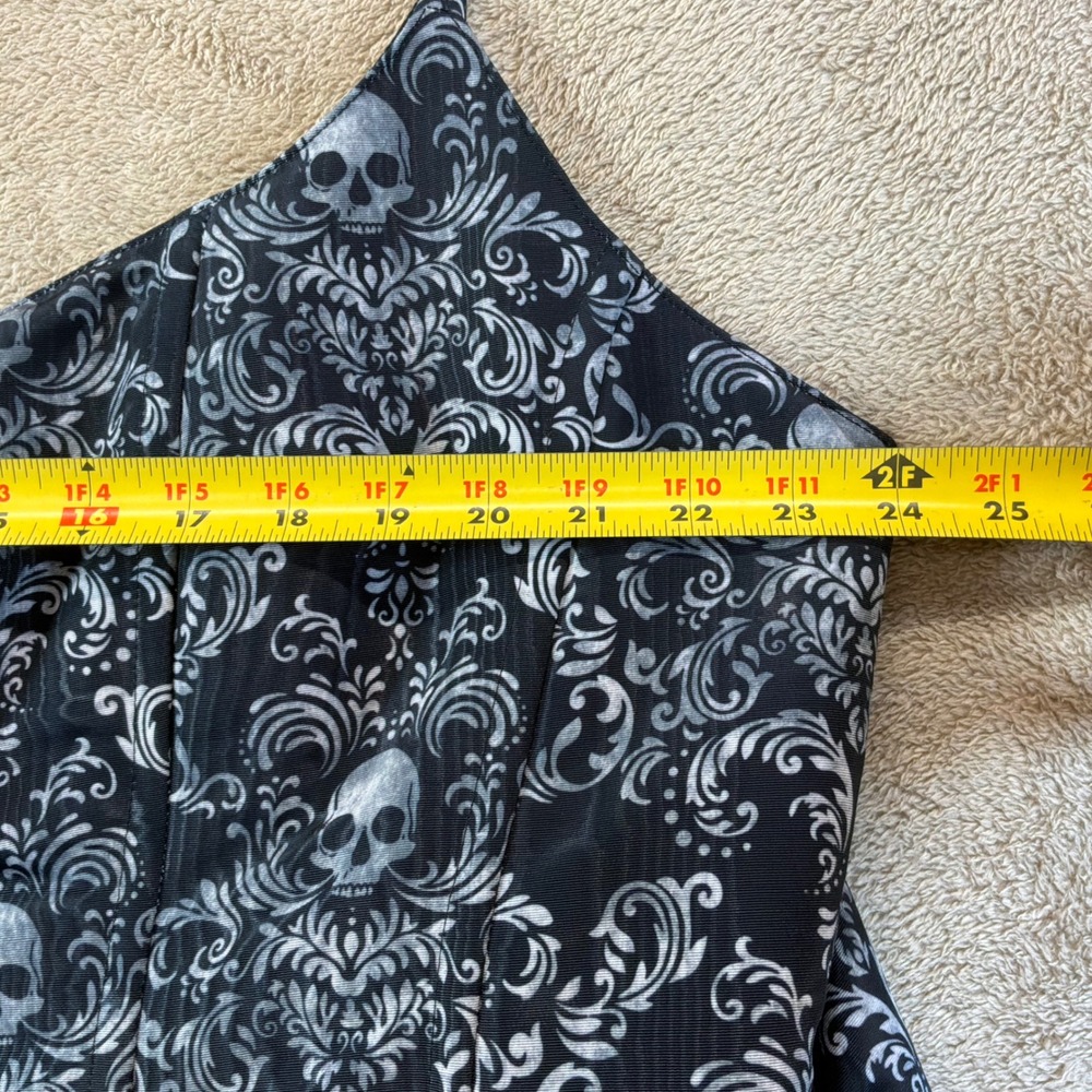 Trickz N Treatz Dolls Kill Gothic Damask Corset Dress Skull Bubble Hem Black 3X - Picture 3 of 9